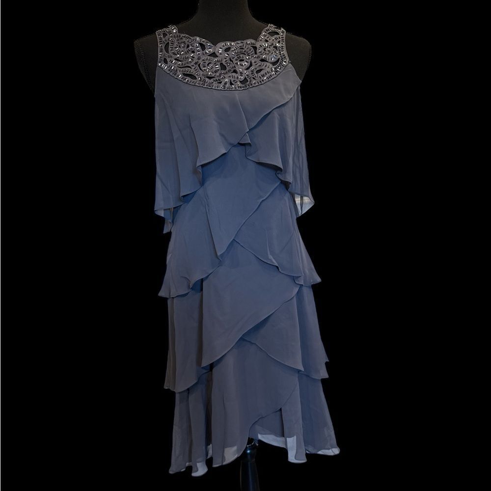 S.L. Fashions Asymmetrical Gray Layered Skirt